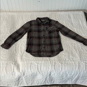 Vans Boys Casual Flannel Shirt - Gray and Red